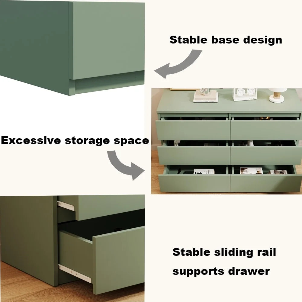 Kadyn Modern 6 Drawer Dresser Wood Cabinet, Dresser for Bedroom, Kitchen Storage Cabinet with Drawers - Product image 62