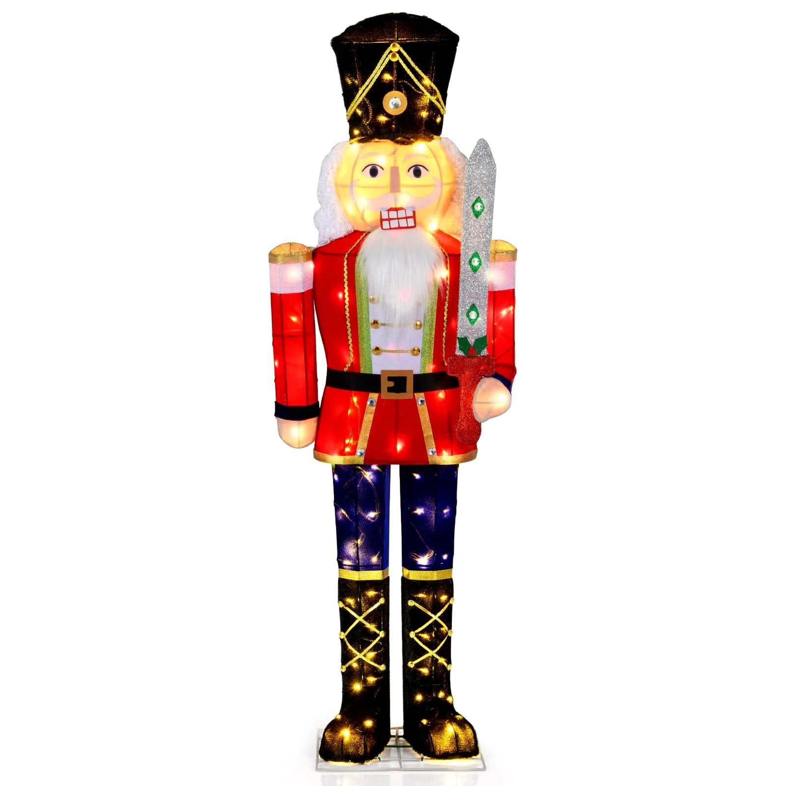 Tangkula 5 FT Christmas Lighted Nutcracker with Glitter Sword - Product image 1