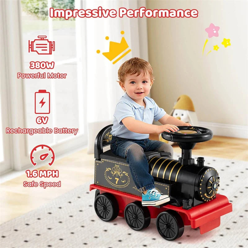 6V 2-Seater Ride On Train with Detachable Carriage, Under-Seat Storage, Whistle & Flashing LED Lights - Product image 9