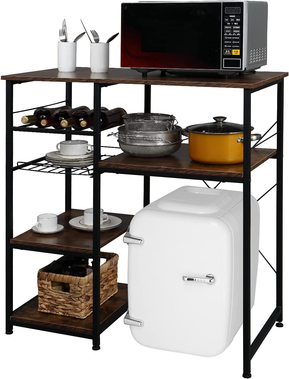 Microwave Stand 4-Tiers Kitchen Storage Fit Mini Fridge Baker¡ ̄s Rack Shelving Utility Coffee Bar with Big - Product image 2