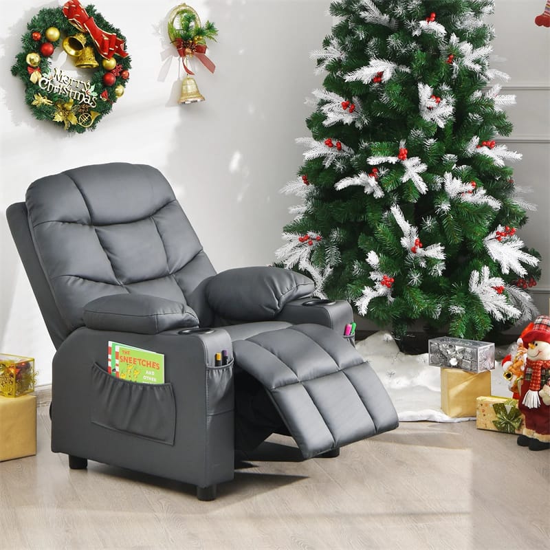 Kids Recliner Chair PU Leather Adjustable Lounge Sofa with Cup Holder, 3 Pockets & Retractable Footrest - Product image 14
