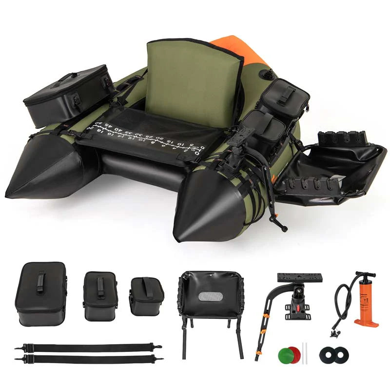 Inflatable Fishing Float Tube, 350LBS Portable Belly Boat with Rod Rack Basket, Fish Finder Holder - Product image 10