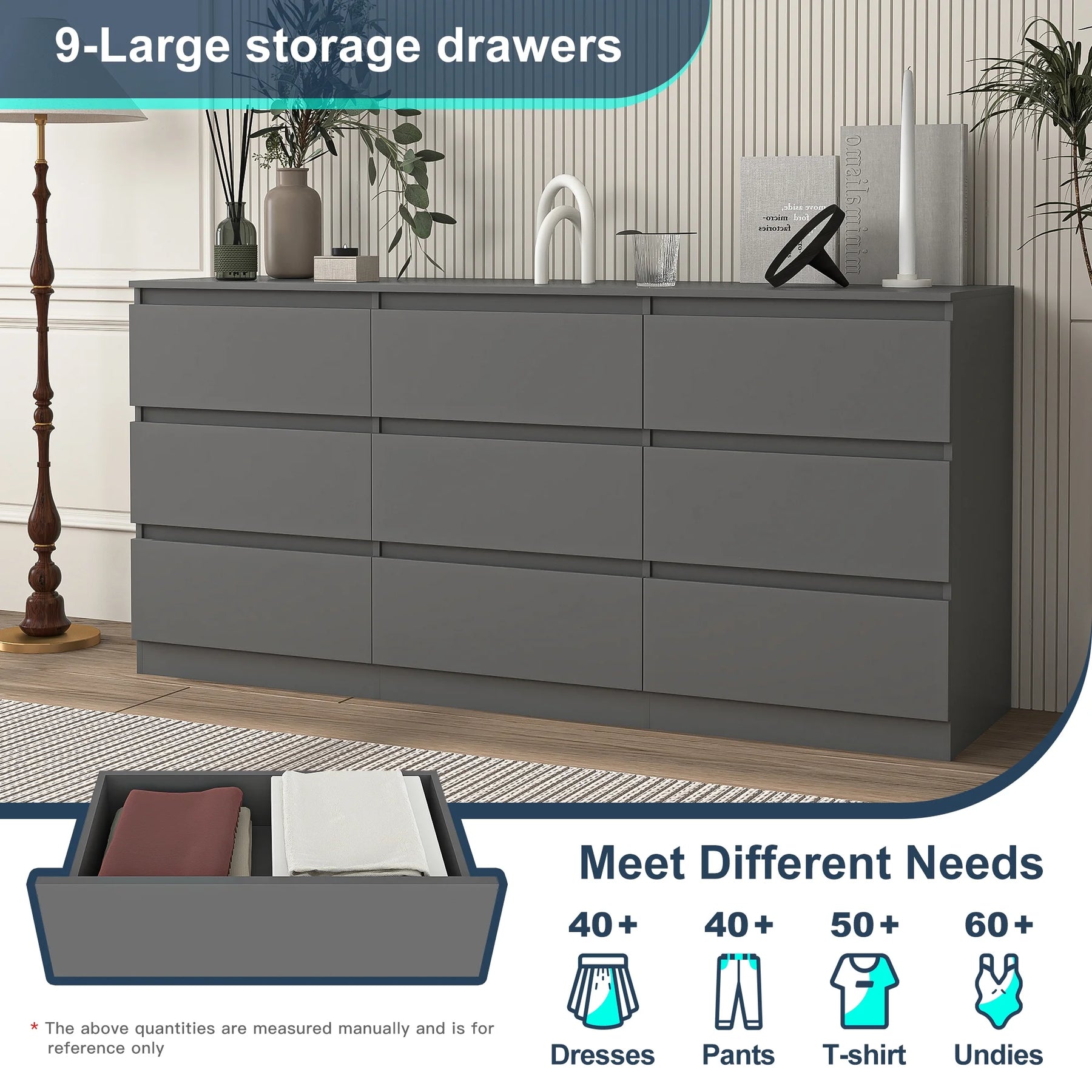 Kadyn Modern 6 Drawer Dresser Wood Cabinet, Dresser for Bedroom, Kitchen Storage Cabinet with Drawers - Product image 80