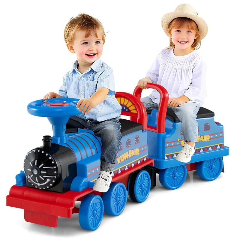 6V 2-Seater Ride On Train with Detachable Carriage, Under-Seat Storage, Whistle & Flashing LED Lights - Product image 25