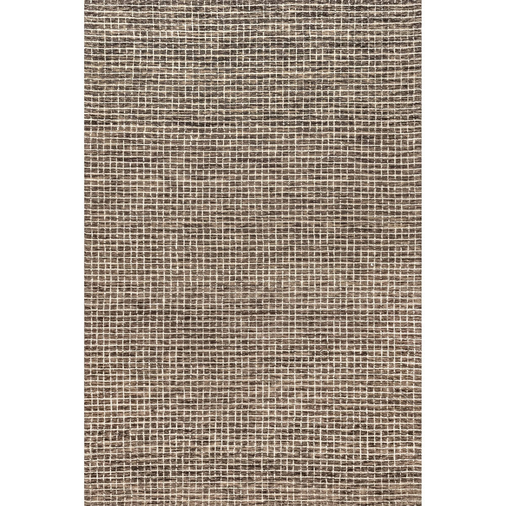 Arvin Olano x RugsUSA - Melrose Checked Wool Area Rug Brown 6' x 9'