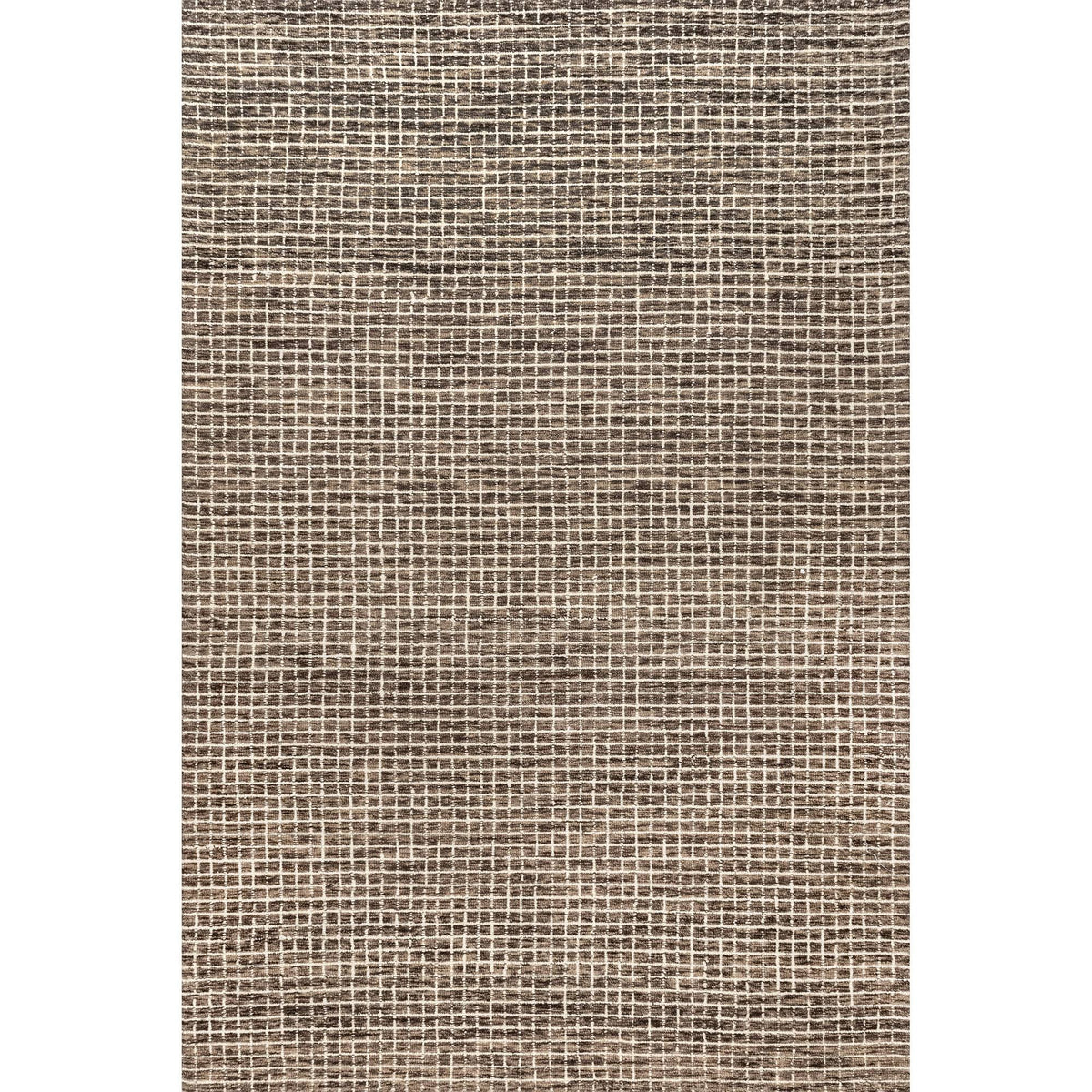 Arvin Olano x RugsUSA - Melrose Checked Wool Area Rug Brown 6' x 9'
