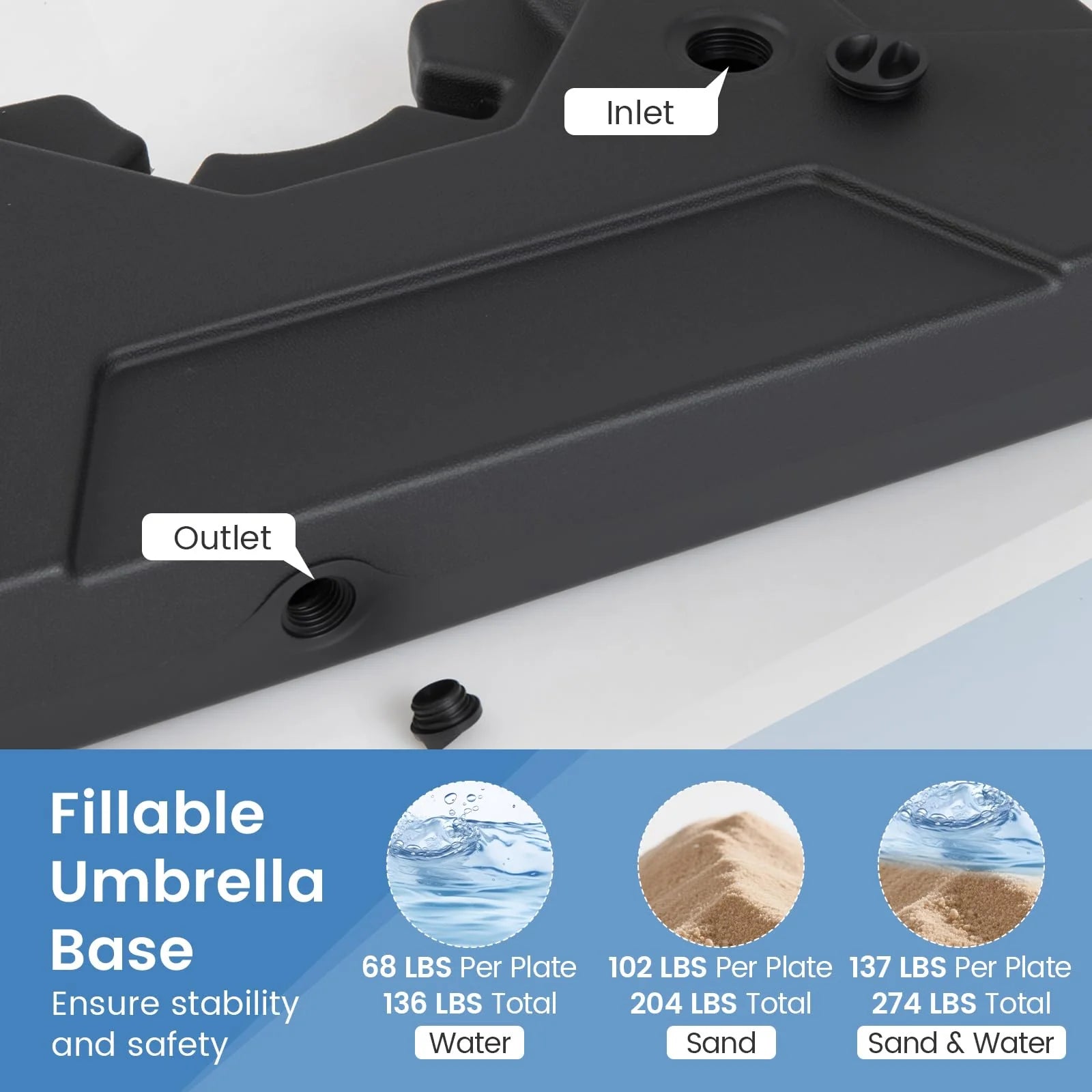 274 LBS Cantilever Patio Umbrella Base with Handles - Product image 6
