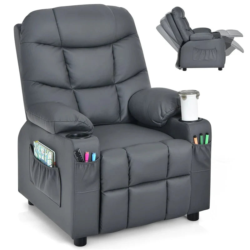 Kids Recliner Chair PU Leather Adjustable Lounge Sofa with Cup Holder, 3 Pockets & Retractable Footrest - Product image 13