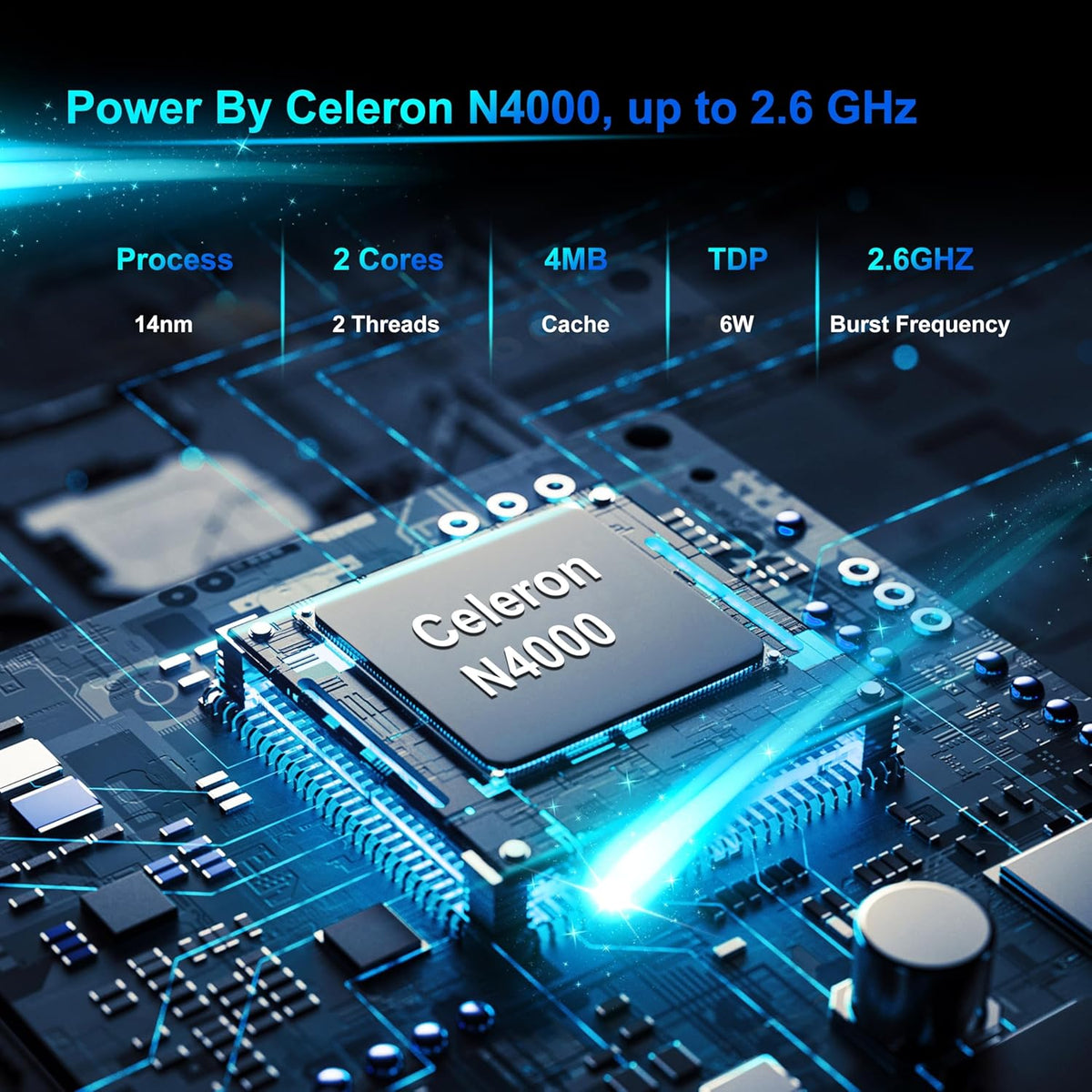 Laptop 14 1" inch laptop 6 GB RAM 128 GB SSD N4000 Celeron Dual-Core Wi-Fi Bluetooth 2 4/5 0G 1366 * 768 IPS Fanless design Includes Membrane Keyboard Mouse.