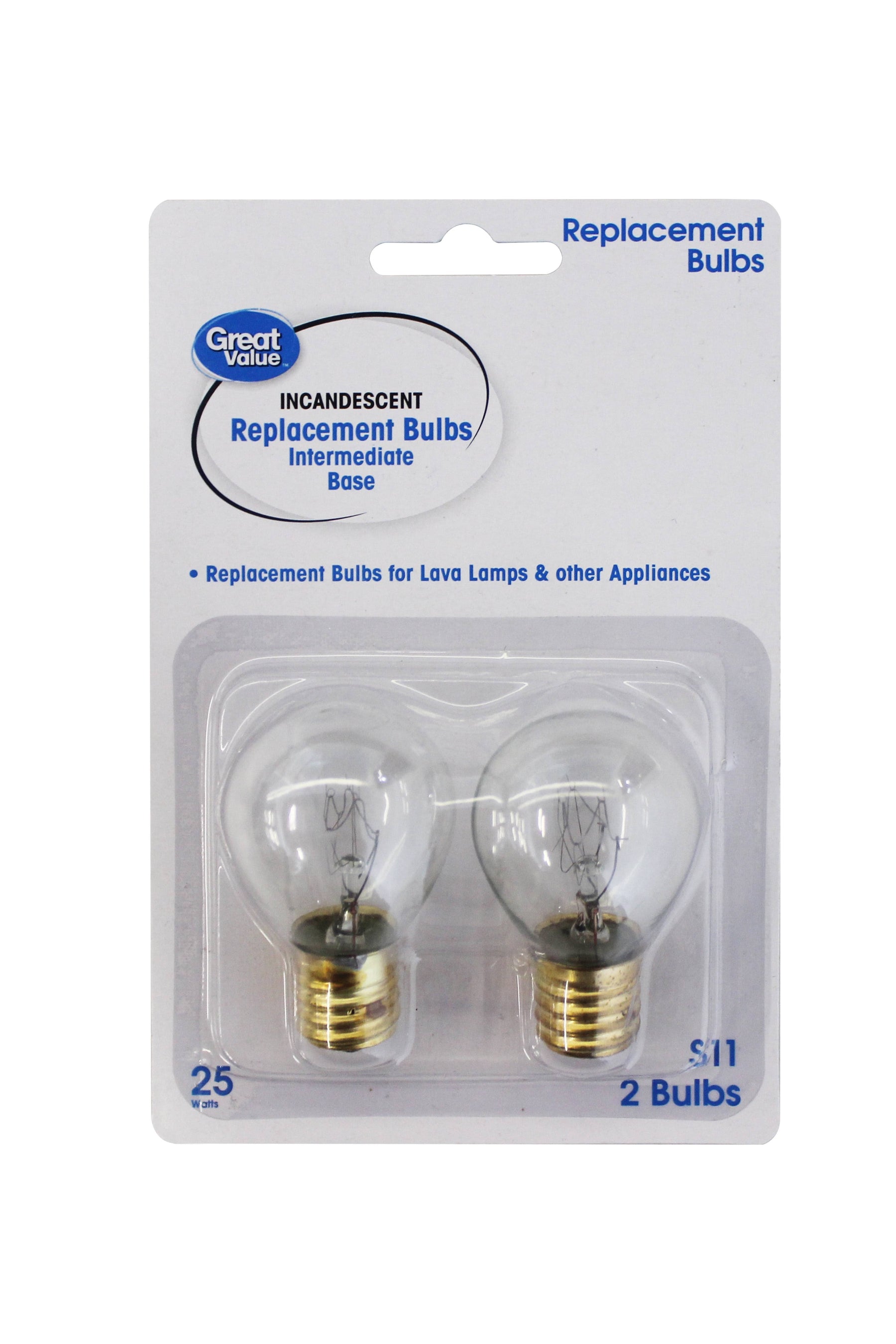 Great Value Incandescent S11 Replacement Bulb 25 Watt 2pk - Product image 1