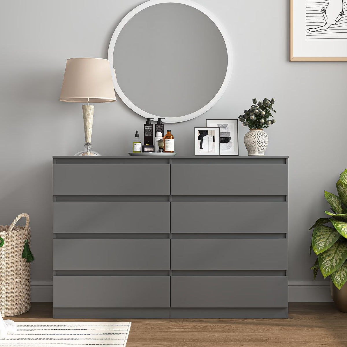Kadyn Modern 6 Drawer Dresser Wood Cabinet, Dresser for Bedroom, Kitchen Storage Cabinet with Drawers - Product image 5