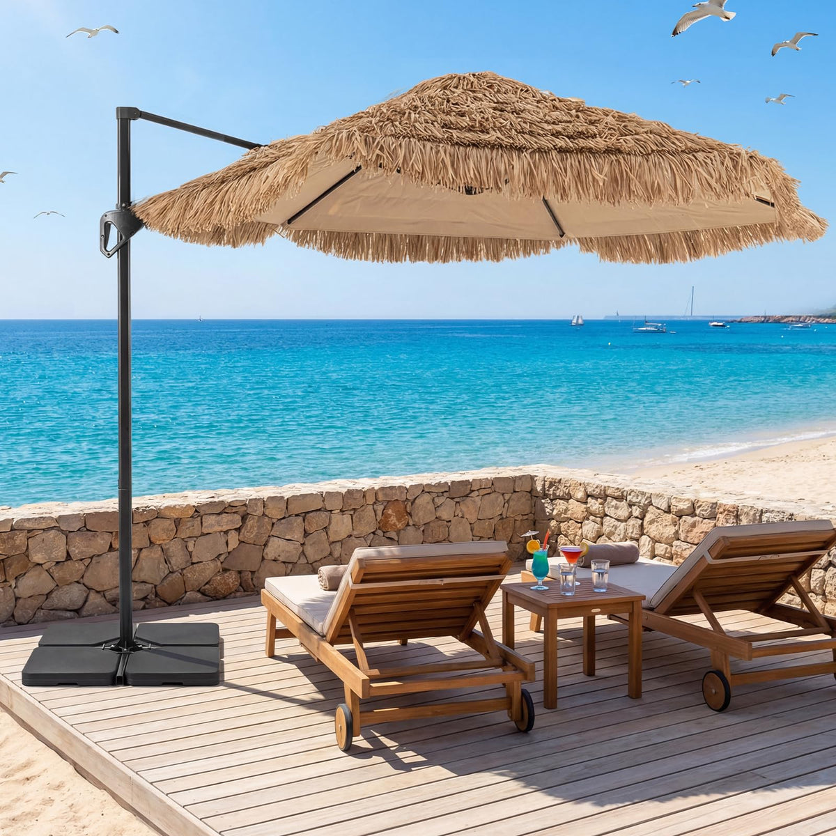 Tangkula 9.5ft Tiki Patio Umbrella with Base Included - Product image 1