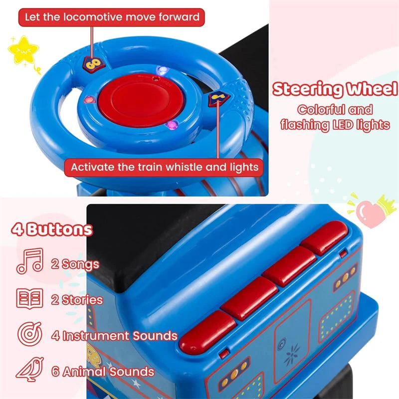 6V 2-Seater Ride On Train with Detachable Carriage, Under-Seat Storage, Whistle & Flashing LED Lights - Product image 30