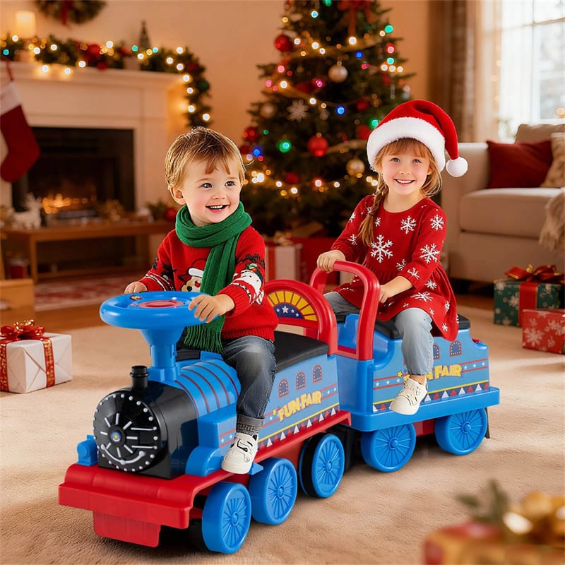 6V 2-Seater Ride On Train with Detachable Carriage, Under-Seat Storage, Whistle & Flashing LED Lights - Product image 26
