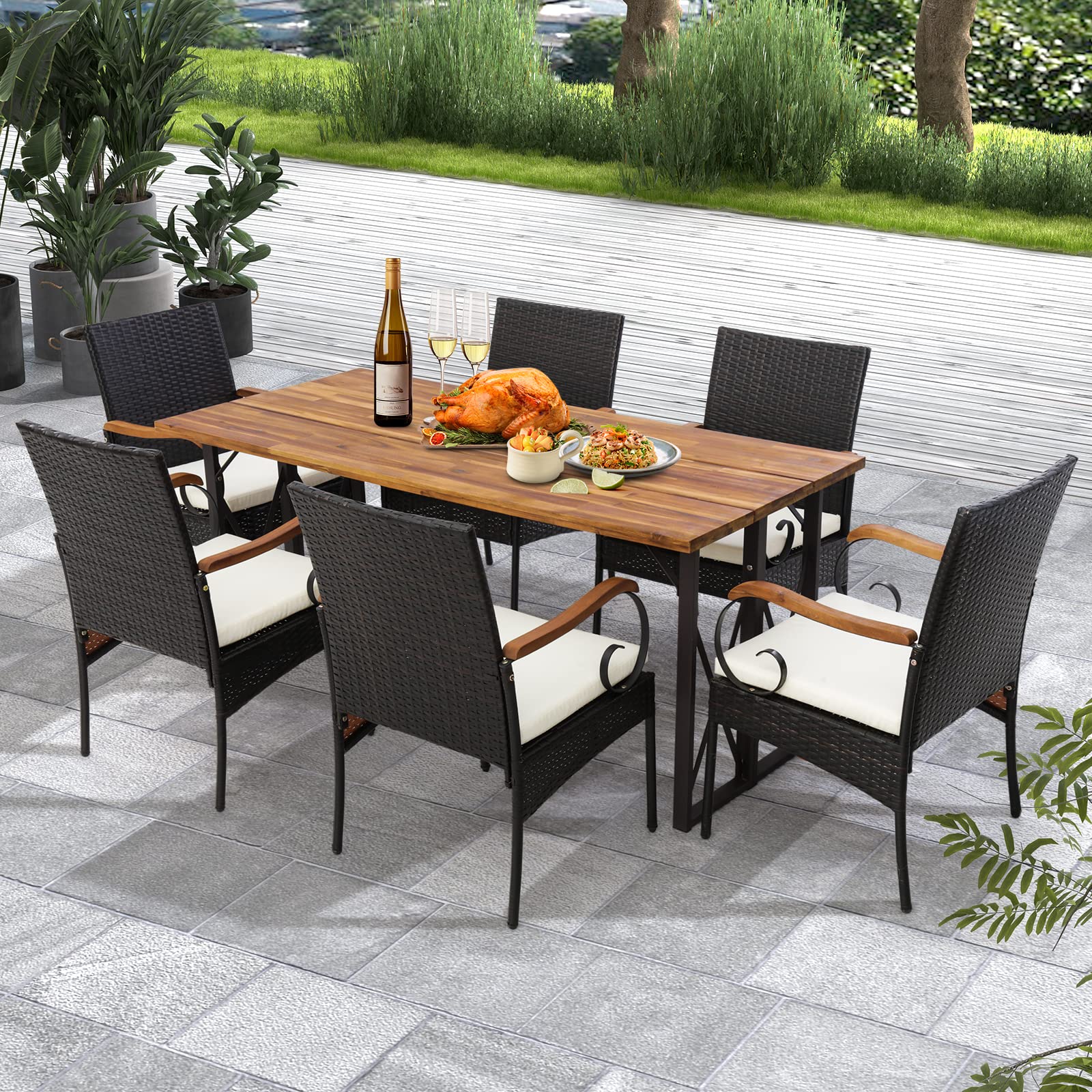 Set of 2, Outdoor PE Rattan Chairs with Soft Zippered Cushion, Heavy-Duty Metal Frame & All-Weather Wicker - Product image 8