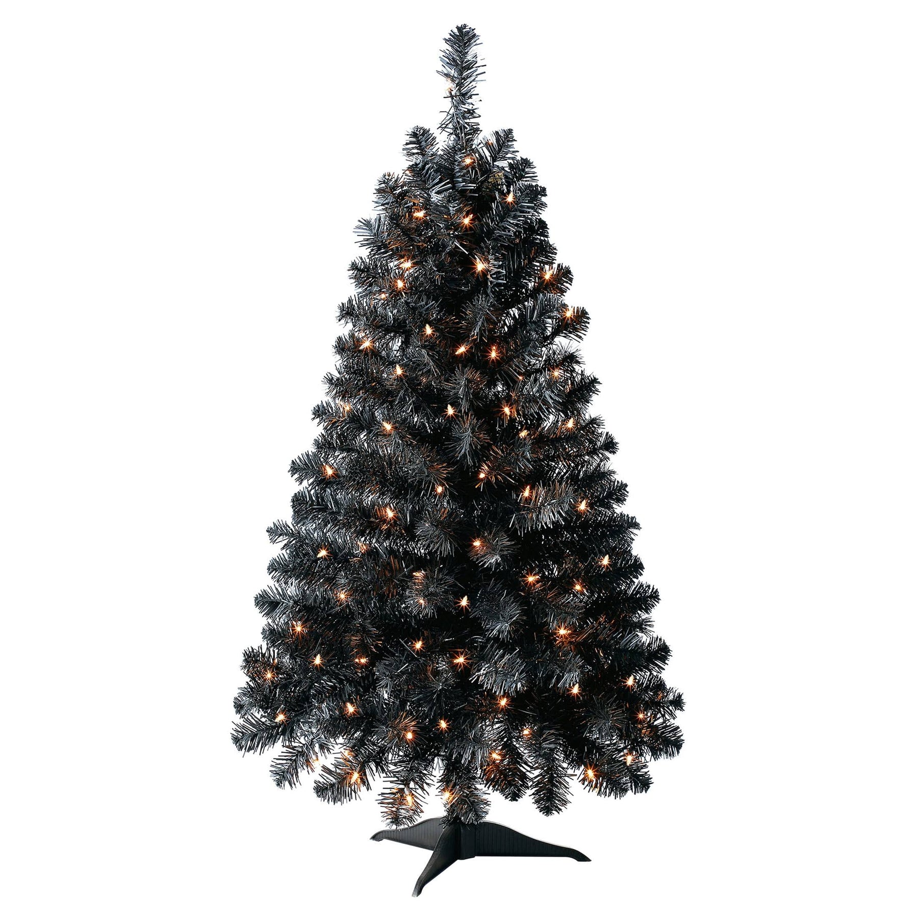 Holiday Time Prelit 105 Clear Incandescent Lights, Indiana Spruce Black Artificial Christmas Tree, 4' - Product image 1