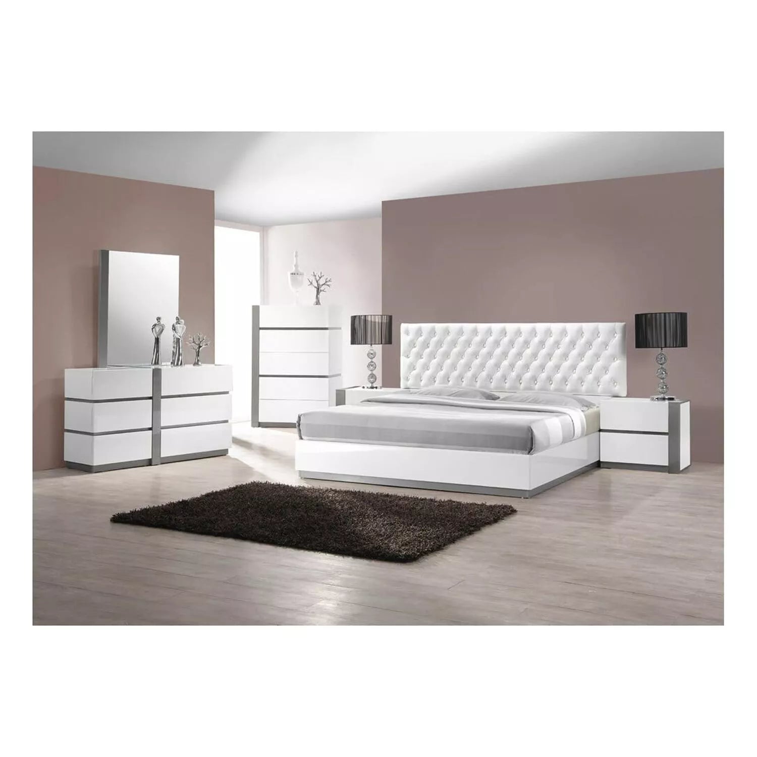 3 - Piece Modern Bedroom Furniture Set, California King Platform Bed with 2x Nightstand - Product image 5
