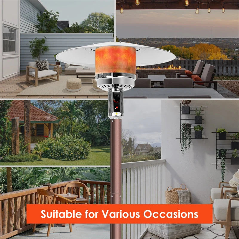50, 000 BTU Propane Patio Heater, Standing Stainless Steel Outdoor Heater with Wheels, Triple Protection - Product image 11