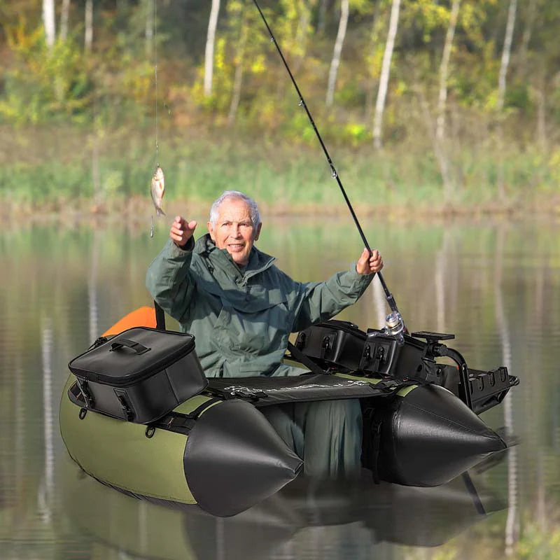 Inflatable Fishing Float Tube, 350LBS Portable Belly Boat with Rod Rack Basket, Fish Finder Holder - Product image 11
