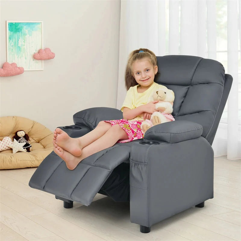 Kids Recliner Chair PU Leather Adjustable Lounge Sofa with Cup Holder, 3 Pockets & Retractable Footrest - Product image 23