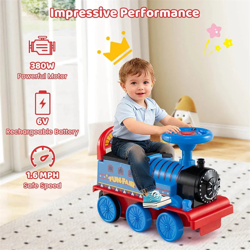 6V 2-Seater Ride On Train with Detachable Carriage, Under-Seat Storage, Whistle & Flashing LED Lights - Product image 33