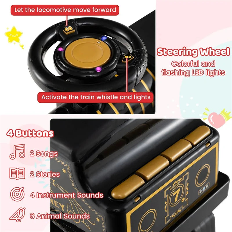 6V 2-Seater Ride On Train with Detachable Carriage, Under-Seat Storage, Whistle & Flashing LED Lights - Product image 6