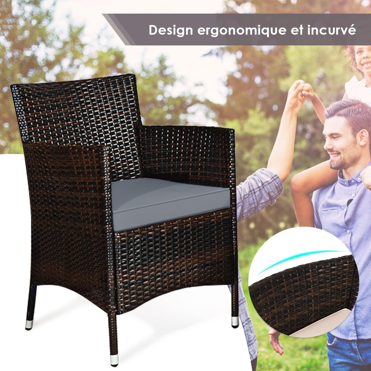 Garden Furniture 4 PCS PE Rattan Terrace Furniture for Veranda Patio Terrace Swimming Pool Brown and Gray -