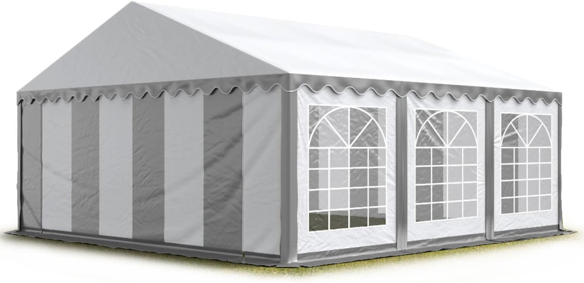 TOOLPORT 3x6 m Party Tent/Barnum Grey-White High Quality Canvas PVC 700 N