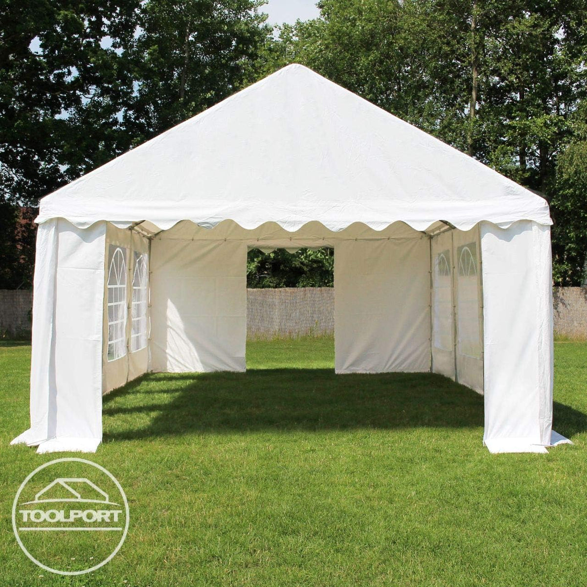 TOOLPORT 3x6 m Party Tent/Barnum Grey-White High Quality Canvas PVC 700 N