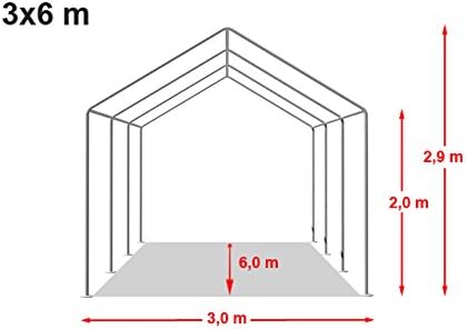 TOOLPORT 3x6 m Party Tent/Barnum Grey-White High Quality Canvas PVC 700 N