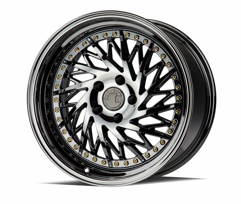 Aodhan DS03 (Passenger Side) 18" 5x100 Black Vacuum w/ Gold Rivets