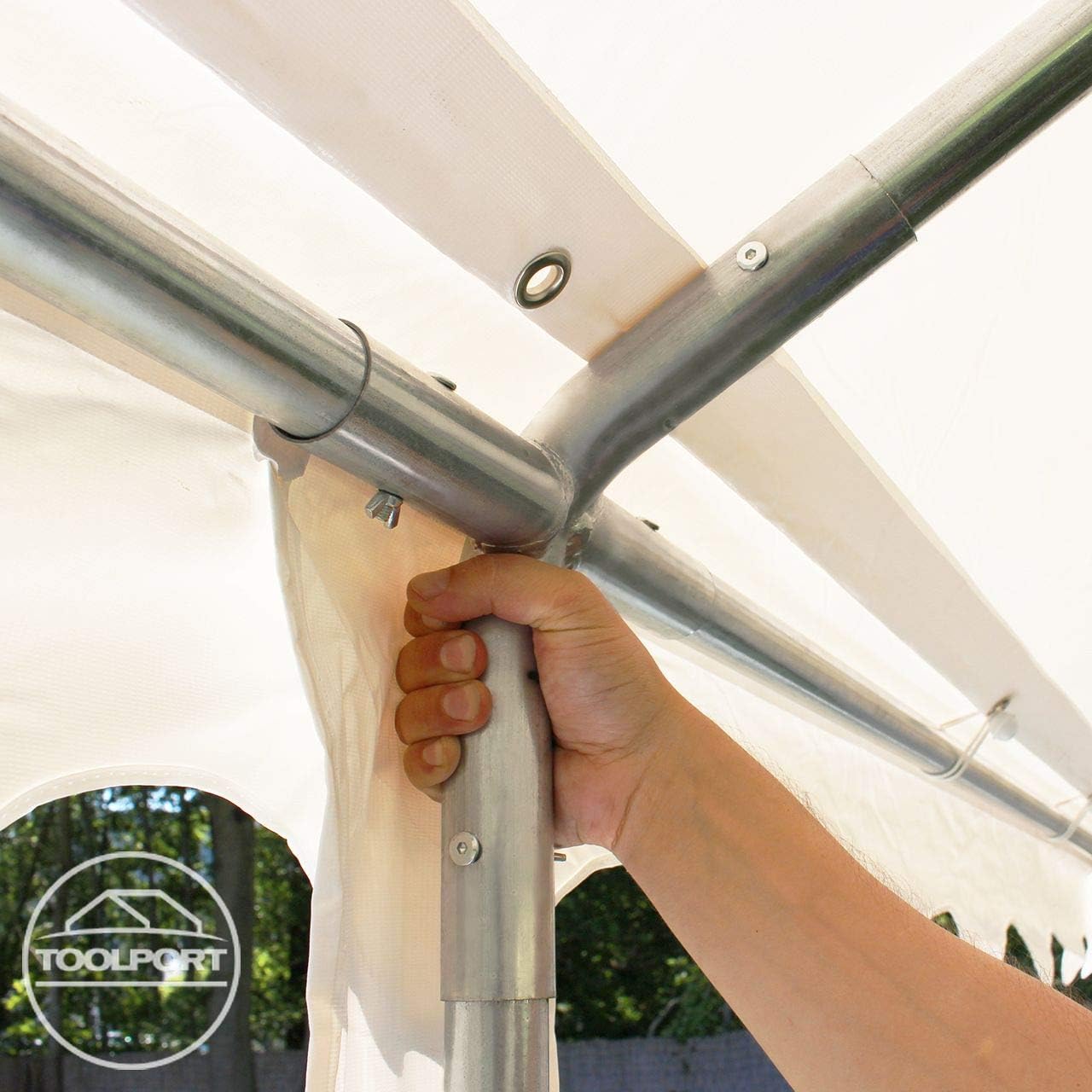 TOOLPORT 3x6 m Party Tent/Barnum Grey-White High Quality Canvas PVC 700 N