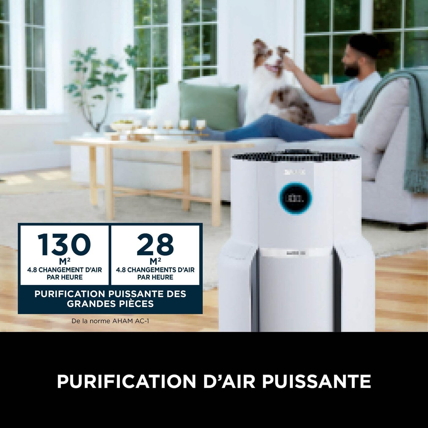 Shark NeverChange up to 5 years MAX indoor air purifier, Covers 130m², 5 year HEPA filter, Captures 99.97% allergens, Automatic mode, Silent, LED, White HP300EU