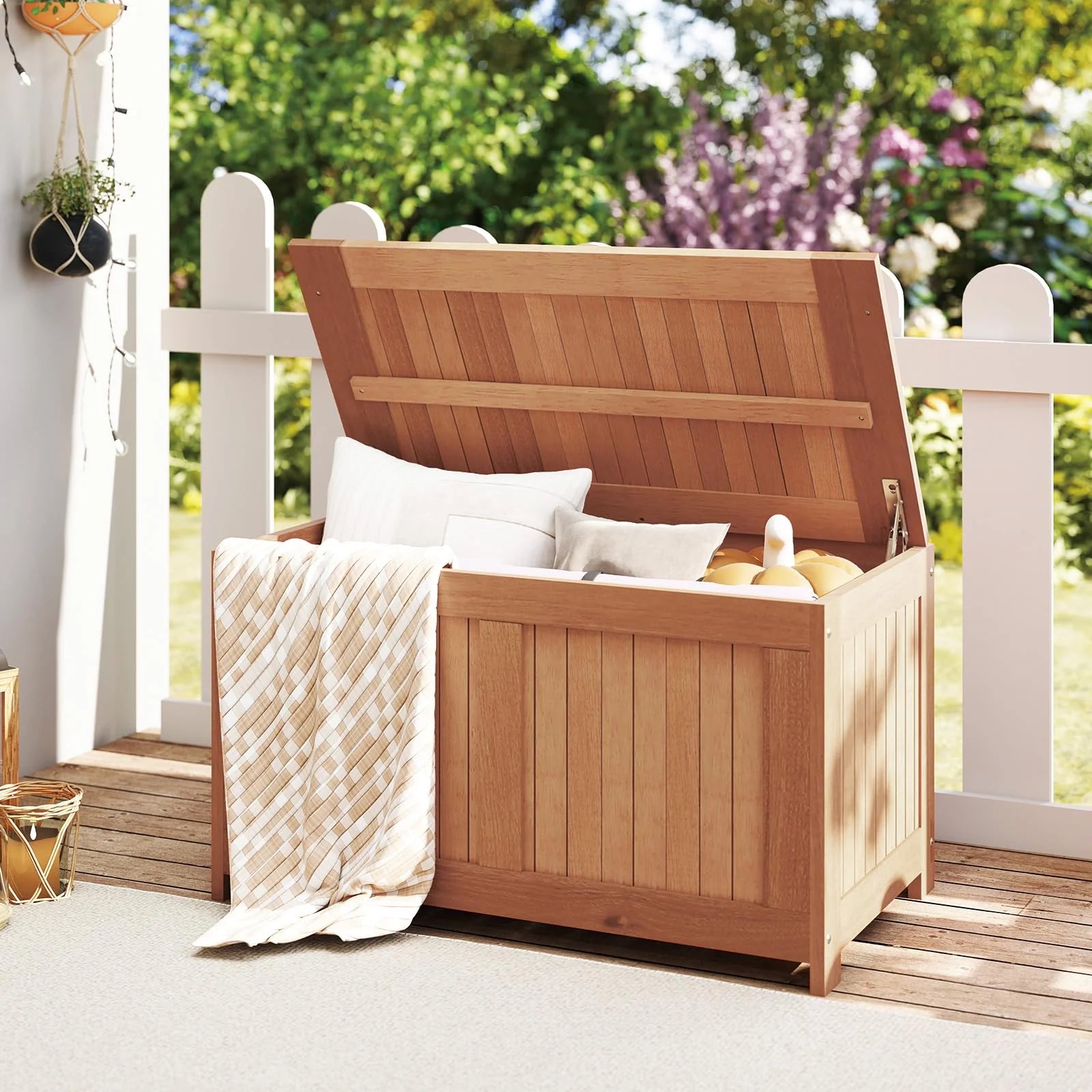 Tangkula 3-in-1 52 Gallon Wood Outdoor Storage Box - Product image 8