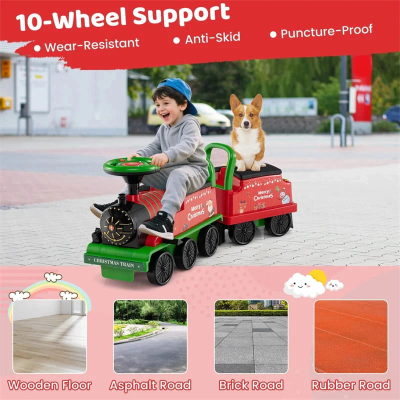 6V 2-Seater Ride On Train with Detachable Carriage, Under-Seat Storage, Whistle & Flashing LED Lights - Product image 19