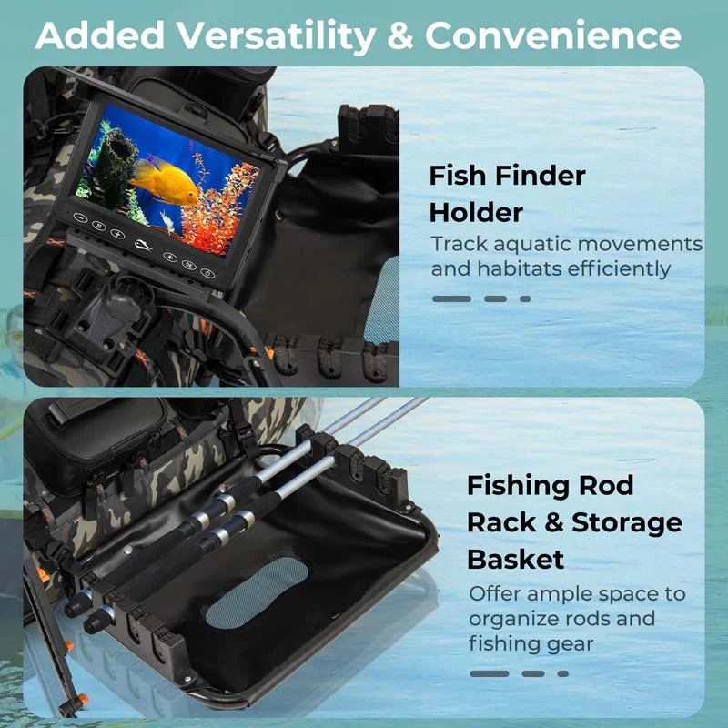 Inflatable Fishing Float Tube, 350LBS Portable Belly Boat with Rod Rack Basket, Fish Finder Holder - Product image 6