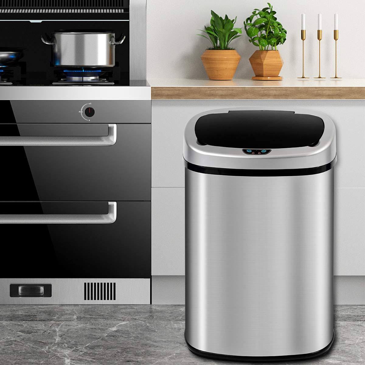 Dkeli 13 Gallon Kitchen Trash Can Garbage Can Waste Bin with Lid Automatic Touchless Stainless Steel - Product image 1