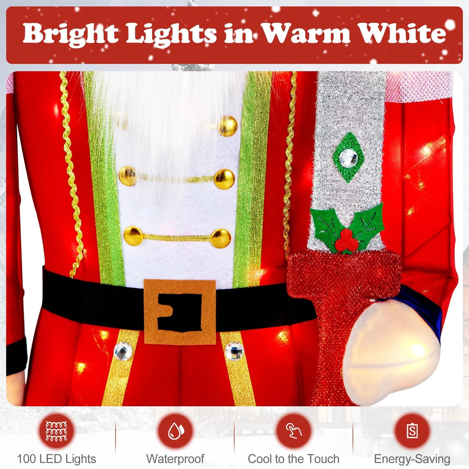 Tangkula 5 FT Christmas Lighted Nutcracker with Glitter Sword - Product image 9