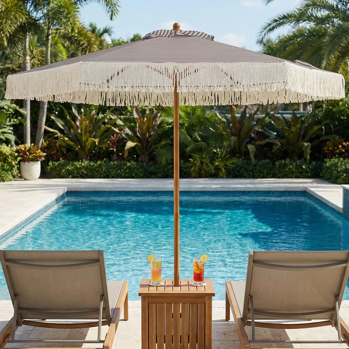 Tangkula 7Ft Patio Umbrella with Fringe for Deck Backyard Poolside - Product image 10