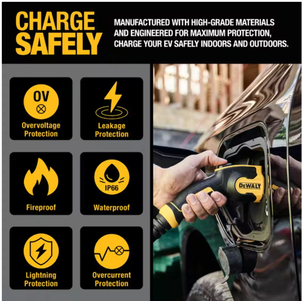 DEWALT Level - 2 Portable Electric Vehicle EV Charger up to 16 Amps, 120 - 240 - Volt AC 3.8 KW, 25 Ft - Product image 7