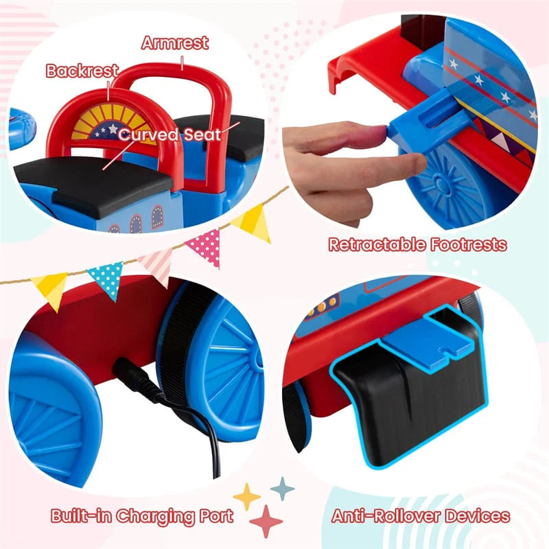 6V 2-Seater Ride On Train with Detachable Carriage, Under-Seat Storage, Whistle & Flashing LED Lights - Product image 35