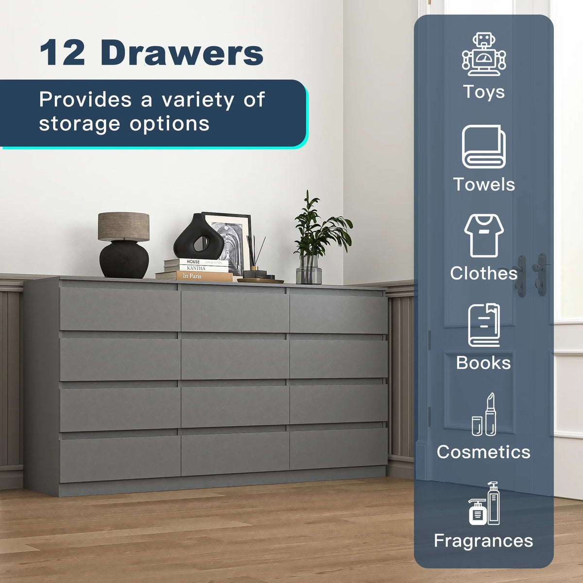 Kadyn Modern 6 Drawer Dresser Wood Cabinet, Dresser for Bedroom, Kitchen Storage Cabinet with Drawers - Product image 25