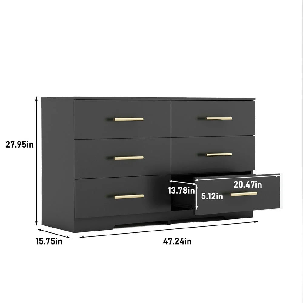 Kadyn Modern 6 Drawer Dresser Wood Cabinet, Dresser for Bedroom, Kitchen Storage Cabinet with Drawers - Product image 89