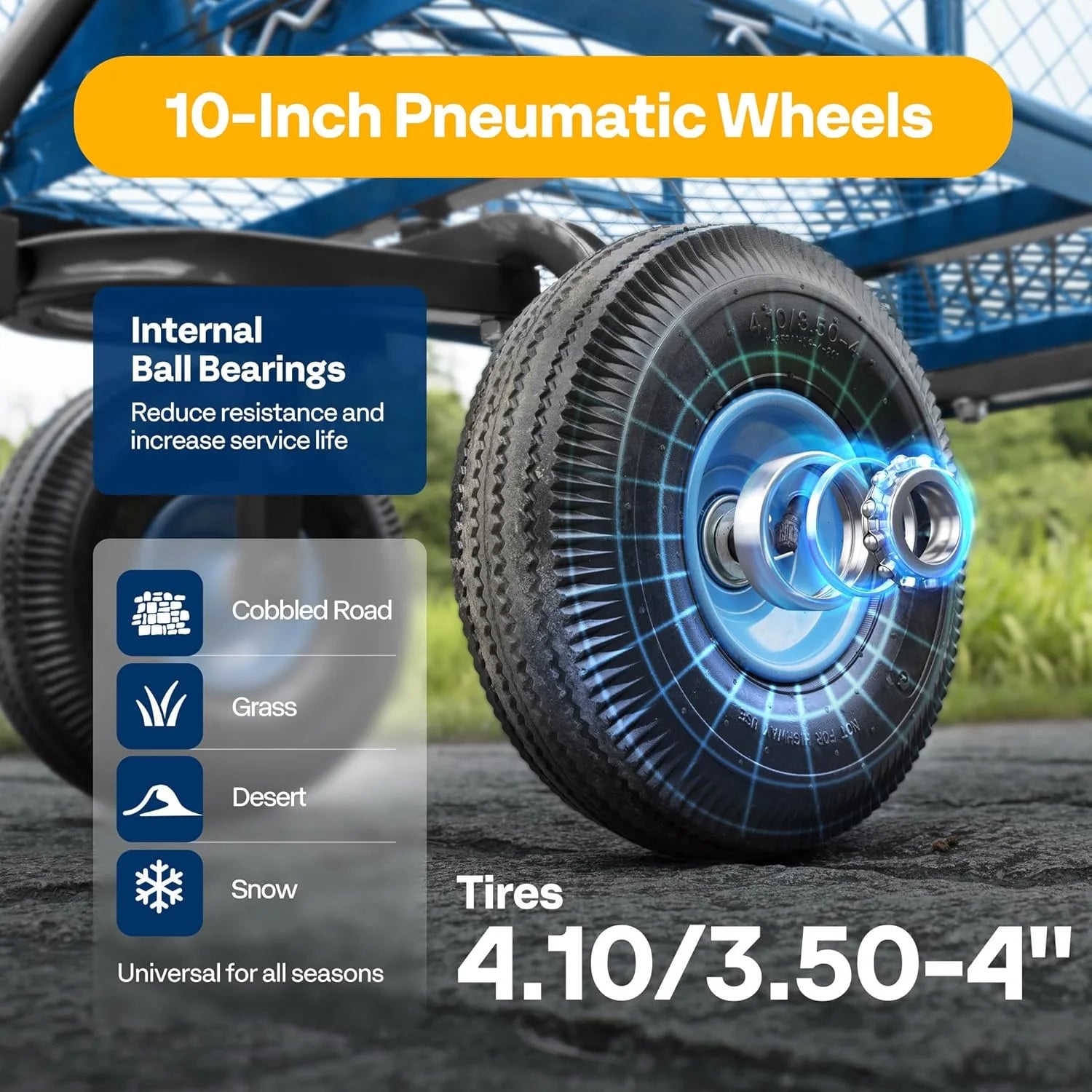 SPECSTAR Mesh Steel Garden Cart 880 lb Capacity, 38" x 21" Folding Utility Wagon with 10 in Wheels - Product image 14