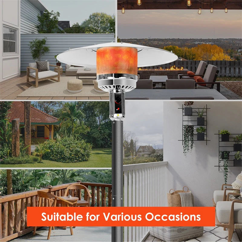 50, 000 BTU Propane Patio Heater, Standing Stainless Steel Outdoor Heater with Wheels, Triple Protection - Product image 34