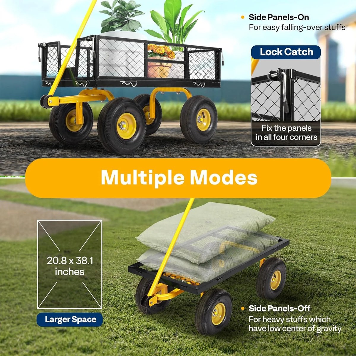 SPECSTAR Mesh Steel Garden Cart 880 lb Capacity, 38" x 21" Folding Utility Wagon with 10 in Wheels - Product image 25
