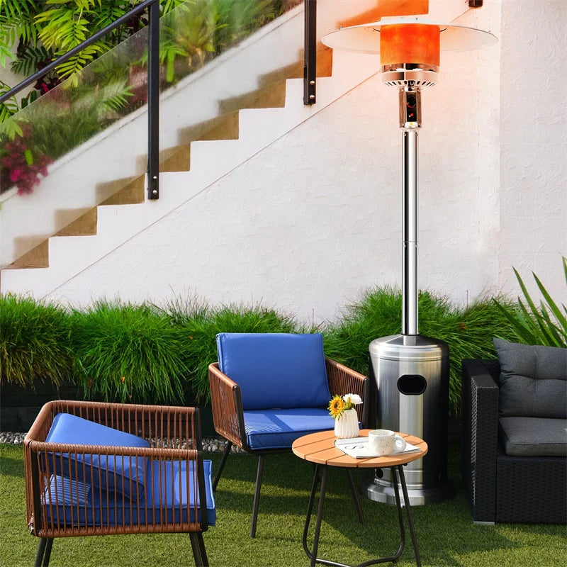 50, 000 BTU Propane Patio Heater, Standing Stainless Steel Outdoor Heater with Wheels, Triple Protection - Product image 15