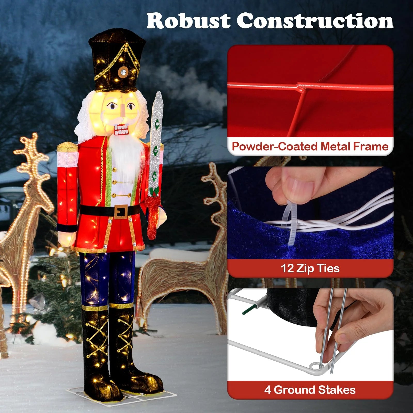 Tangkula 5 FT Christmas Lighted Nutcracker with Glitter Sword - Product image 8