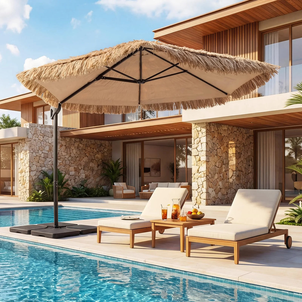Tangkula 9.5ft Tiki Patio Umbrella with Base Included - Product image 3