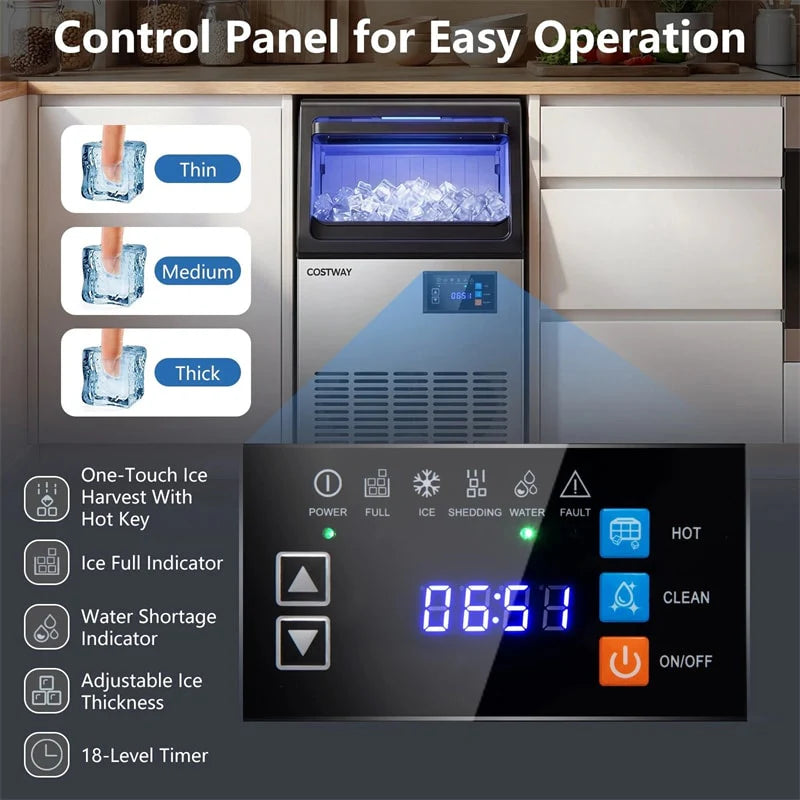 80 LBS/24H Spray-Type Commercial Ice Maker, 15" Built-in Undercounter Stainless Steel Ice Machine w/ 30 LBS - Product image 6